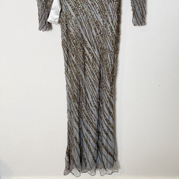 Mac Duggal Beaded Long Sleeve Tulle Column Gown - Picture 4 of 8